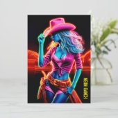 夜のピンクの帽子の電気ネオン農場の女の子 招待状 (スタンド正面)