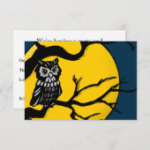 夜のフクロウのハロウィーン招待 招待状 (正面/裏面)