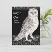 夜のフクロウの広告カードまたはパーティーの招待状 招待状 (スタンド正面)