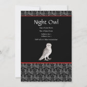 夜のフクロウの広告カードまたはパーティーの招待状 招待状 (裏面)
