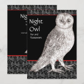 夜のフクロウの広告カードまたはパーティーの招待状 招待状 (正面/裏面)