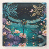 夜のフローラ園のトンボ ガラスコースター (正面)