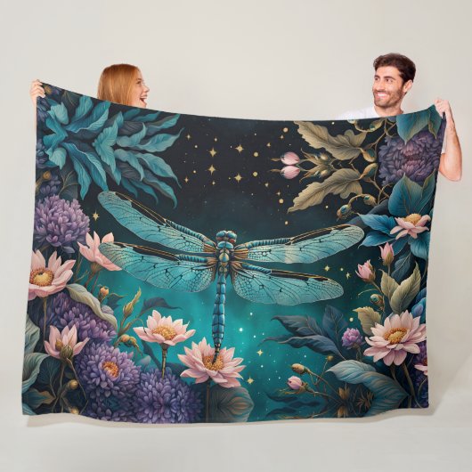 夜のフローラ園のトンボ フリースブランケット (インサイチュ)