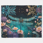 夜のフローラ園のトンボ フリースブランケット (正面(横))