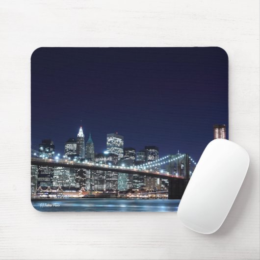 夜のブルックリン橋そしてマンハッタンスカイライン マウスパッド (マウス)