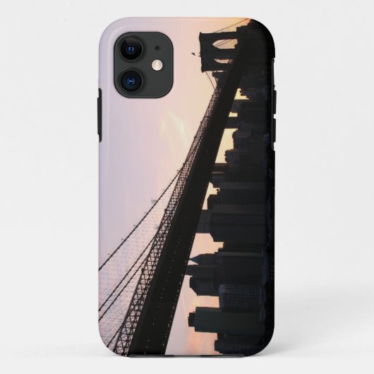 夜のブルックリン橋そしてマンハッタンスカイライン Case-Mate iPhoneケース (裏面)