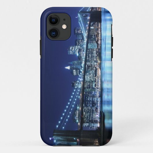 夜のブルックリン橋そしてマンハッタンスカイライン Case-Mate iPhoneケース (裏面)