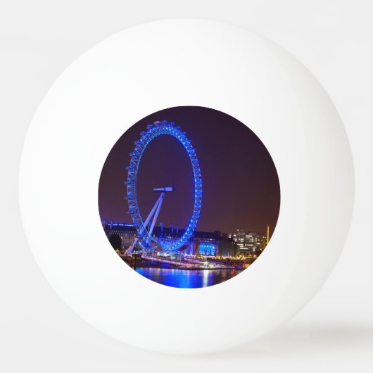 夜のブルーライトロンドンの目 卓球ボール (裏面)