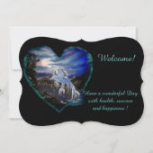 夜のベイ，ドルフィンラブ，あなたのテキストを追加 招待状 (正面)