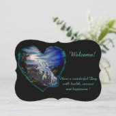 夜のベイ，ドルフィンラブ，あなたのテキストを追加 招待状 (スタンド正面)