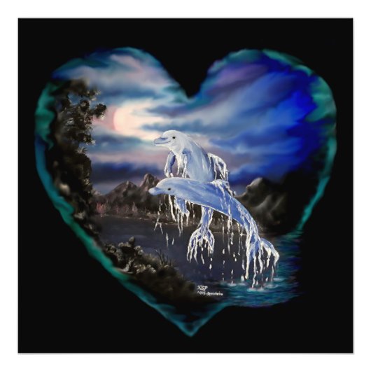 夜のベイ，ドルフィンラブ フォトプリント            (正面)