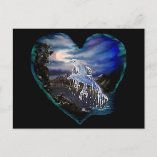 夜のベイ，ドルフィンラブ ポストカード (正面)