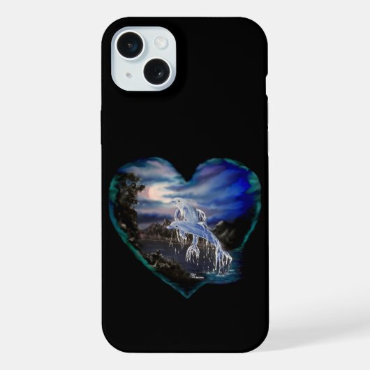 夜のベイ，ドルフィンラブ iPhoneケース (裏面)