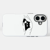 夜のベッドでスマートフォンを使っている黒猫 Case-Mate iPhoneケース (裏面 (横))