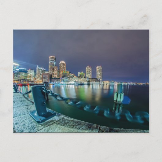 夜のボストンマスカイライン ポストカード (正面)