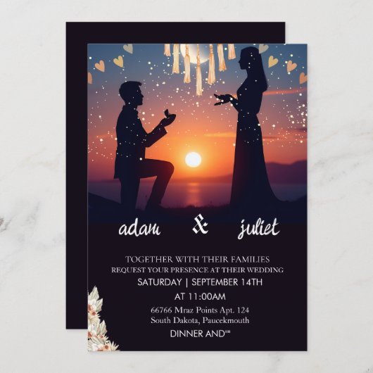 夜のボホモダンーエレガントラスト結婚トワイライト 招待状 (正面/裏面)