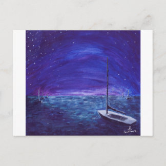 夜のボート ポストカード