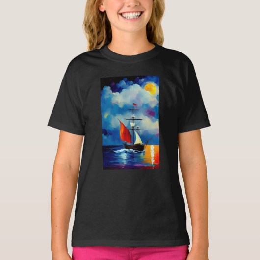 夜のボート Tシャツ (正面)
