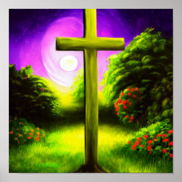 夜のポスターで庭を横切る ポスター