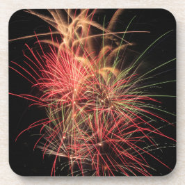 夜のポスターにオレンジと赤の色の縞模様 コースター