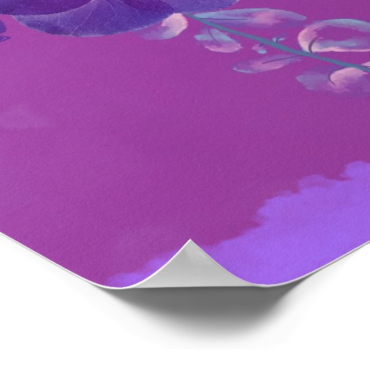 夜のポスターに紫のネオン花 ポスター (角)