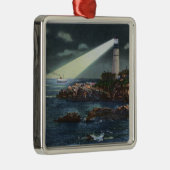 夜のポートランドヘッド灯台 メタルオーナメント (右)