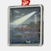 夜のポートランドヘッド灯台 メタルオーナメント (左)