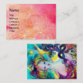 夜のマスク付き女性，ピンクの金ゴールドきらめき 名刺 (正面/裏面)