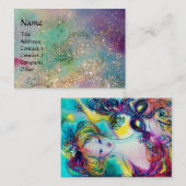 夜のマスク付き女性、金色の青い輝き 名刺 (正面/裏面)