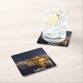 夜のマルタの3つの都市 スクエアペーパーコースター (インサイチュ)