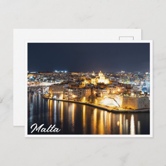 夜のマルタの3都市の眺め ポストカード (正面/裏面)