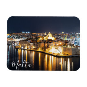 夜のマルタの3都市の眺め マグネット