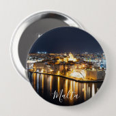 夜のマルタの3都市の眺め 缶バッジ (正面&裏面)