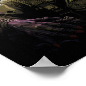 夜のマンガのスケルトンカエル鮮やか- Night ポスター (角)