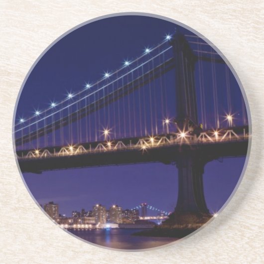 夜のマンハッタン橋の眺め コースター (正面)