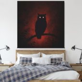 夜のミステリアス・フクロウ キャンバスプリント (インサイチュ (寝室))