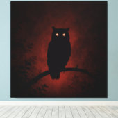 夜のミステリアス・フクロウ キャンバスプリント (インサイチュ (ウッドフロア))