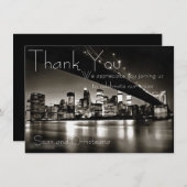 夜のモダンな白黒ニューヨーク サンキューカード (正面/裏面)