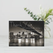 夜のモダンな白黒ニューヨーク サンキューカード (スタンド正面)