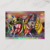 夜のライダー明るい青色のティール(緑がかった色)、金ゴールドきらめく 名刺 (裏面)