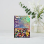 夜のライダー明るい青色のティール(緑がかった色)、金ゴールドきらめく 名刺 (スタンド正面)