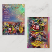 夜のライダー明るい青色のティール(緑がかった色)、金ゴールドきらめく 名刺 (正面/裏面)