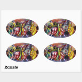 夜のライダー 楕円形シール (シート)