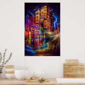 夜のライトアップ1 – 鮮やかなカラーポスター ポスター (キッチン)