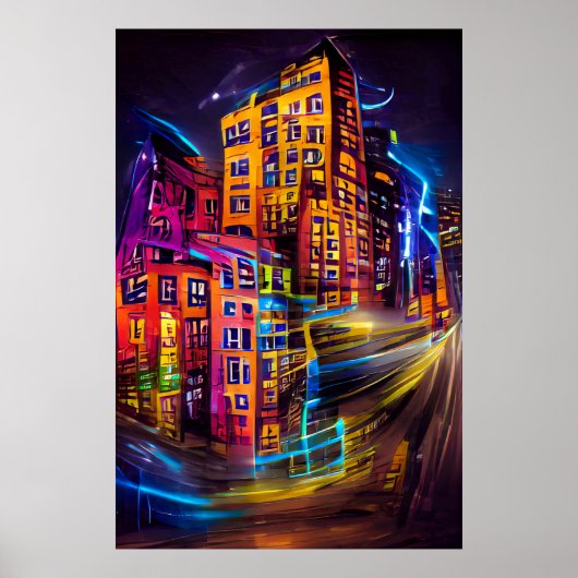 夜のライトアップ1 – 鮮やかなカラーポスター ポスター (正面)