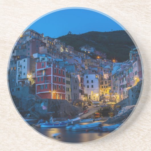 夜のリオマッジョーレCinque Terre Liguria Italy コースター (正面)