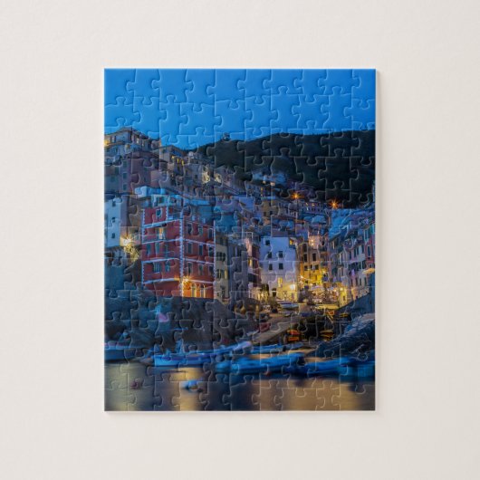 夜のリオマッジョーレCinque Terre Liguria Italy ジグソーパズル (縦)