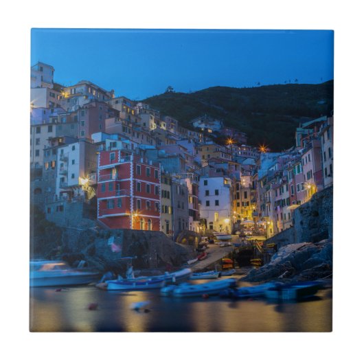 夜のリオマッジョーレCinque Terre Liguria Italy タイル (正面)