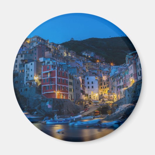 夜のリオマッジョーレCinque Terre Liguria Italy マグネット (正面)