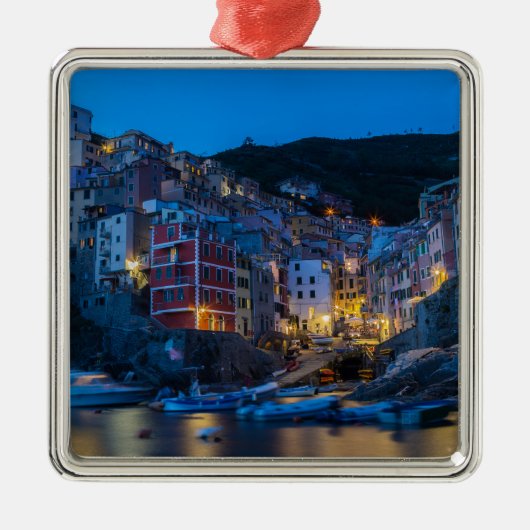 夜のリオマッジョーレCinque Terre Liguria Italy メタルオーナメント (正面)